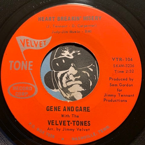 Gene & Gare & Velvet-Tones - Heart Breakin Misery b/w Good Lovin - Velvet Tone #104 - R&B Rocker - R&B Soul - Garage Rock