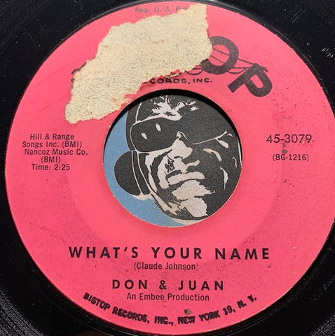 Don & Juan - What's Your Name b/w Chicken Necks - Bigtop #3079 - R&B Soul - East Side Story