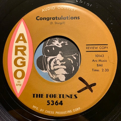 Fortunes - Congratulations b/w Look At Me Look At You - Argo #5364 - Doowop