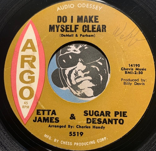 Etta James & Sugar Pie Desanto - Do I Make Myself Clear b/w Somewhere Down The Line = Argo #5519 - R&B Soul