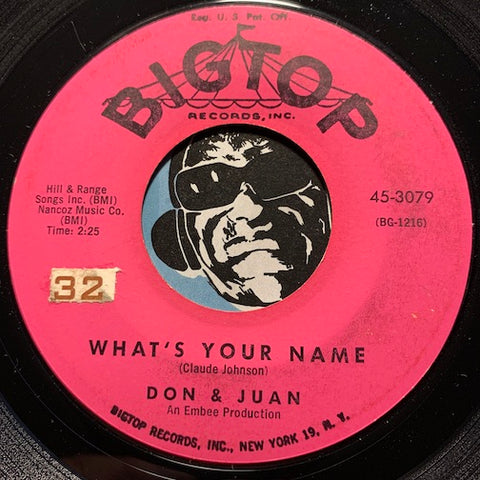 Don & Juan - What's Your Name b/w Chicken Necks - Bigtop #3079 - R&B Soul - East Side Story