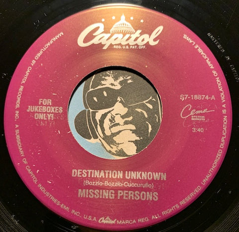 Missing Persons - Destination Unknown b/w Windows - Capitol #18874 - 80's - Rock n Roll