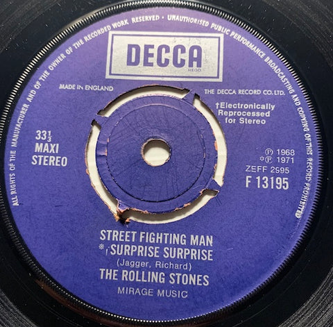 Rolling Stones - Street Fighting Man - Surprise Surprise b/w Everybody Needs Somebody To Love - Decca #13195 - Rock n Roll