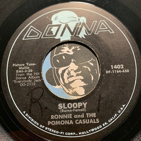 Ronnie & The Pomona Casuals - Sloopy b/w I Wanna Do The Jerk - Donna #1402 - Garage Rock - R&B Soul - Chicano Soul