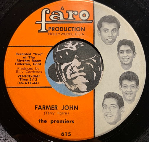 Premiers - Farmer John b/w Duffy's Blues - Faro #615 - Chicano Soul - R&B