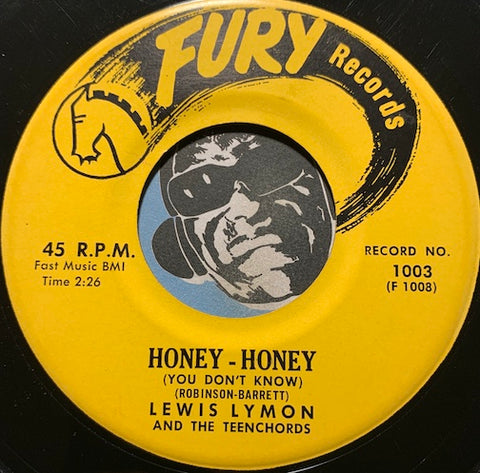 Lewis Lymon & Teenchords - Honey Honey b/w Please Tell The Angels - Fury #1003 - Doowop