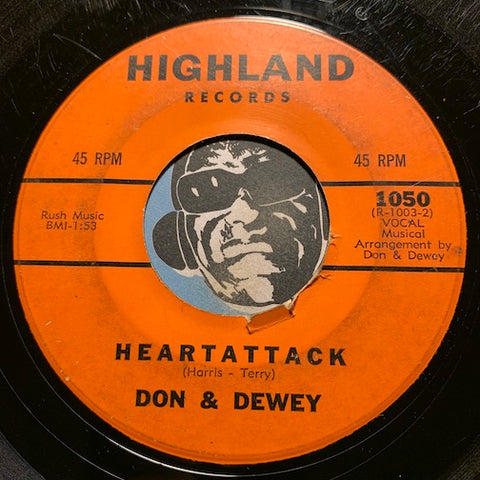 Don & Dewey - Heartattack b/w Don't Ever Leave Me (Don't Make Me Cry) - Highland #1050 - R&B Soul