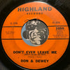 Don & Dewey - Heartattack b/w Don't Ever Leave Me (Don't Make Me Cry) - Highland #1050 - R&B Soul