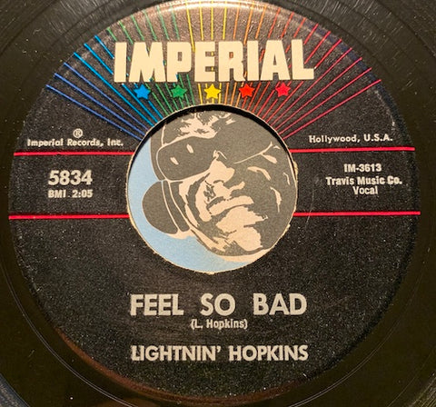 Lightnin Hopkins - Feel So Bad b/w Shot Gun - Imperial #5834 - Blues - R&B Blues