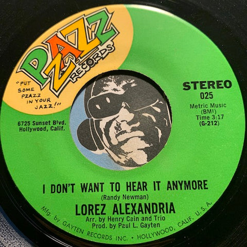 Lorez Alexandria - I Don't Want To Hear It Anymore b/w Hey Jude - Pzazz #025 - Modern Soul - Jazz