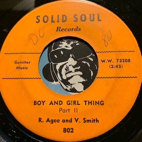 R. Agee & V. Smith - Boy And Girl Thing pt.1 b/w pt.2 - Solid Soul #73208 - R&B Soul