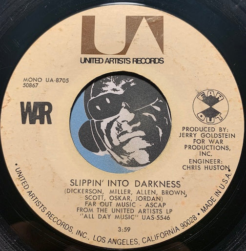 War - Slippin Into Darkness b/w Nappy Head - United Artists #8704 - Funk - Chicano Soul