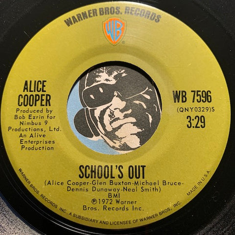 Alice Cooper - Schools Out b/w Gutter Cat - Warner Bros #7596 - Rock n Roll