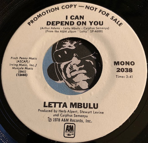 Letta Mbulu - I Can Depend On You b/w same - A&M #2038 - Funk Disco