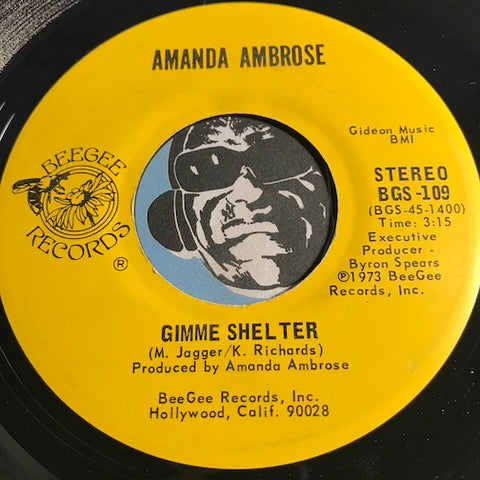 Amanda Ambrose - Gimme Shelter b/w Laughing - Beegee #109 - Modern Soul - Rock n Roll