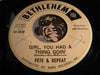Pete & Repeat - Ra Ra Roo (My Dog Is Barking) b/w Girl You Had A Thing Goin - Bethlehem #3038 - R&B