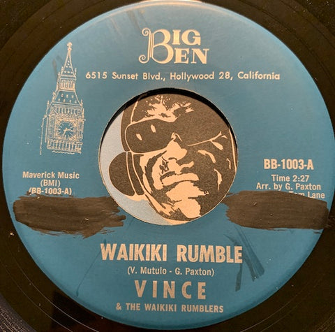 Vince & Waikiki Rumblers - Waikiki Rumble b/w Pacifica - Big Ben #1003 - Surf