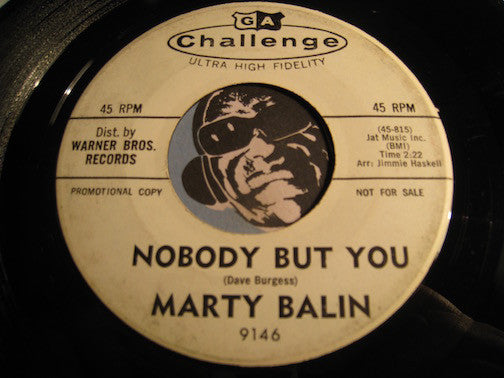 Marty Balin - Nobody But You b/w You made Me Fall - Challenge #9146 - Teen - Popcorn