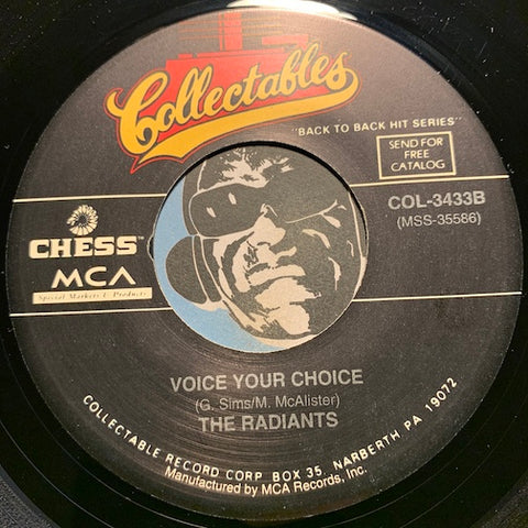 Radiants - Voice Your Choice b/w Hold On - Collectables #3433 - Sweet Soul - Northern Soul