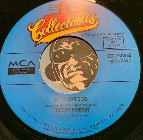 Freddy Fender / Lonnie Donegan - Vaya Con Dios b/w Does Your Chewing Gum Lose It's Flavor - Collectables #90198 - Chicano Soul - Rock n Roll