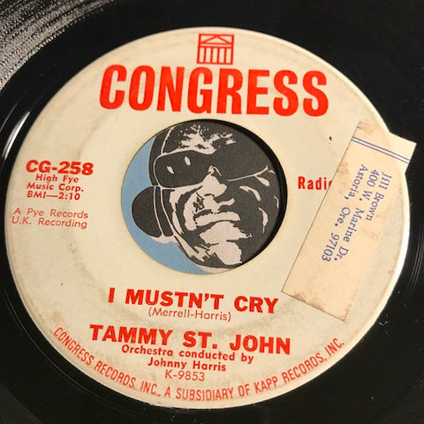 Tammy St. John - I Mustn't Cry b/w Dark Shadows and Empty Hallways - Congress #258 - Northern Soul