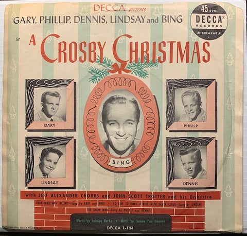 Bing Crosby - That Christmas Feeling - I'd Like To Hitch A Ride With Santa Claus pt.1 b/w The Snowman - That Christmas Feeling - I'd Like To Hitch A Ride With Santa Claus / Concluded - Decca #40181 - Christmas/Holiday - Picture Sleeve