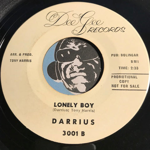 Darrius - Lonely Boy b/w How Much Do I Love You - Dee Gee #3001 - Garage Rock - Psych Rock