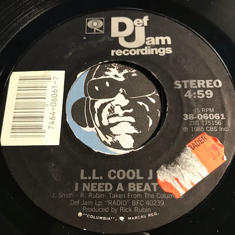 L.L. Cool J - I Need A Beat b/w You'll Rock (Remix) - Def Jam #06061 - Rap