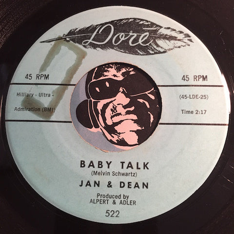 Jan & Dean - Baby Talk b/w Jeanette Get Your Hair Done - Dore #522 - Surf - Teen