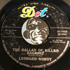 Leonard Nimoy - The Ballad Of Billbo Baggins b/w Cotton Candy - Dot #17028 - Country