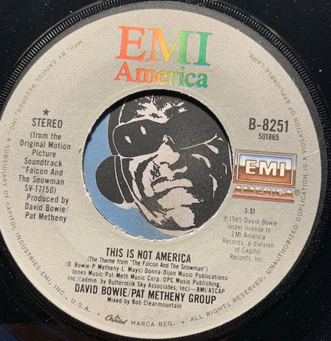 David Bowie / Pat Metheny Group - This Is Not America b/w This Is Not America (Instrumental) - EMI America #8251 - Rock n Roll - 80's