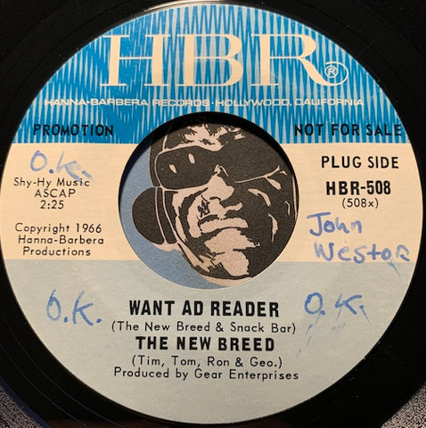 New Breed - Want Ad Reader b/w One More For The Good Guys - Hanna Barbera #508 - Garage Rock