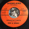 Don & Dewey - Heartattack b/w Don't Ever Leave Me (Don't Make Me Cry) - Highland #1050 - R&B Soul