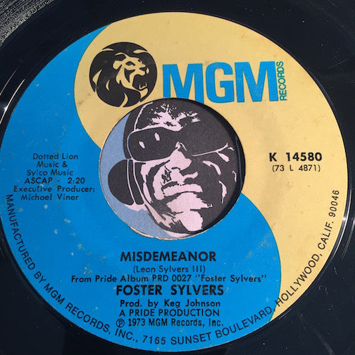 Foster Sylvers - Misdemeanor b/w So Close - MGM #14580 - Funk