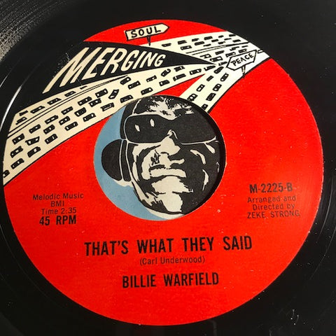 Billie Warfield - Crying All The Time b/w That's What They Said - Merging #2225 - R&B Soul