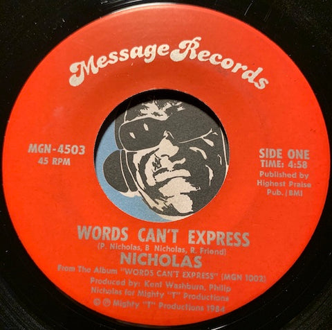Nicholas - Words Can't Express b/w same - Message #4503 - Gospel Soul