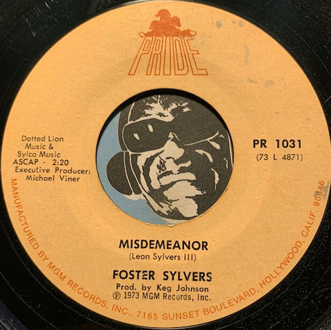 Foster Sylvers - Misdemeanor b/w So Close - Pride #1031 - Funk