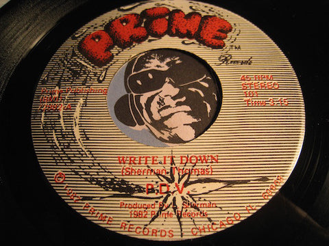 P.D.V. - Write It Down b/w P.D.V. Medley - Prime #72882 - Sweet Soul - Doowop
