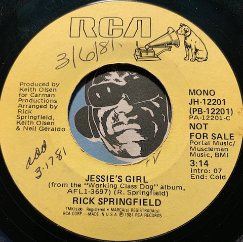 Rick Springfield - Jessie's Girl b/w same - RCA #12201 - 80's - Rock n Roll