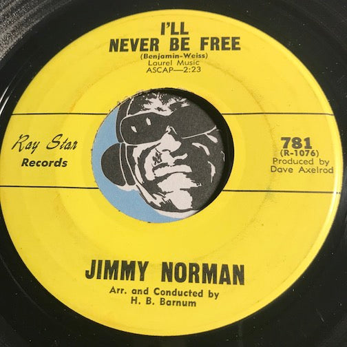 Jimmy Norman - I'll Never Be Free b/w Love Sick Feeling - Ray Star #781 - R&B Soul