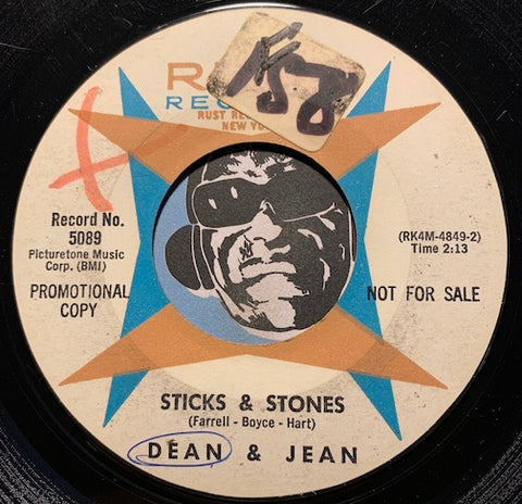 Dean & Jean - Sticks & Stones b/w In My Way - Rust #5089 - Northern Soul