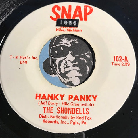 Shondells - Hanky Panky b/w Thunderbolt - Snap #102 - Rock n Roll - Surf