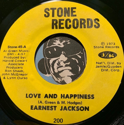 Earnest Jackson - Love And Happiness b/w Hogwash - Stone #200 - Sweet Soul - Funk
