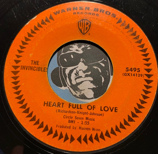 Invincibles - Heart Full Of Love b/w I'll Come Crawlin To You - Warner Bros #5495 - Sweet Soul